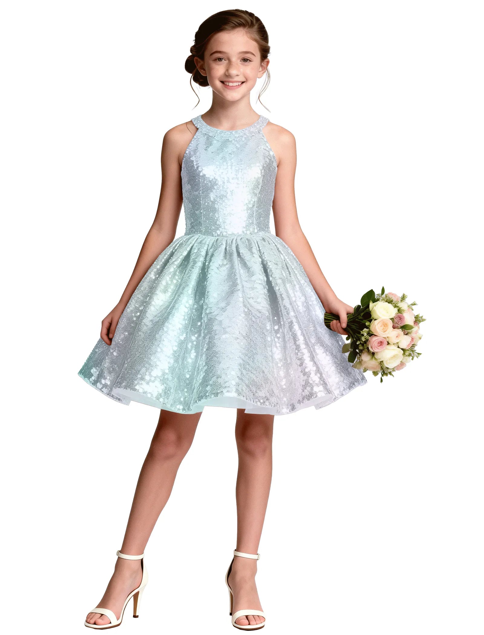 Sequin Bow Back Party Dress for Girls