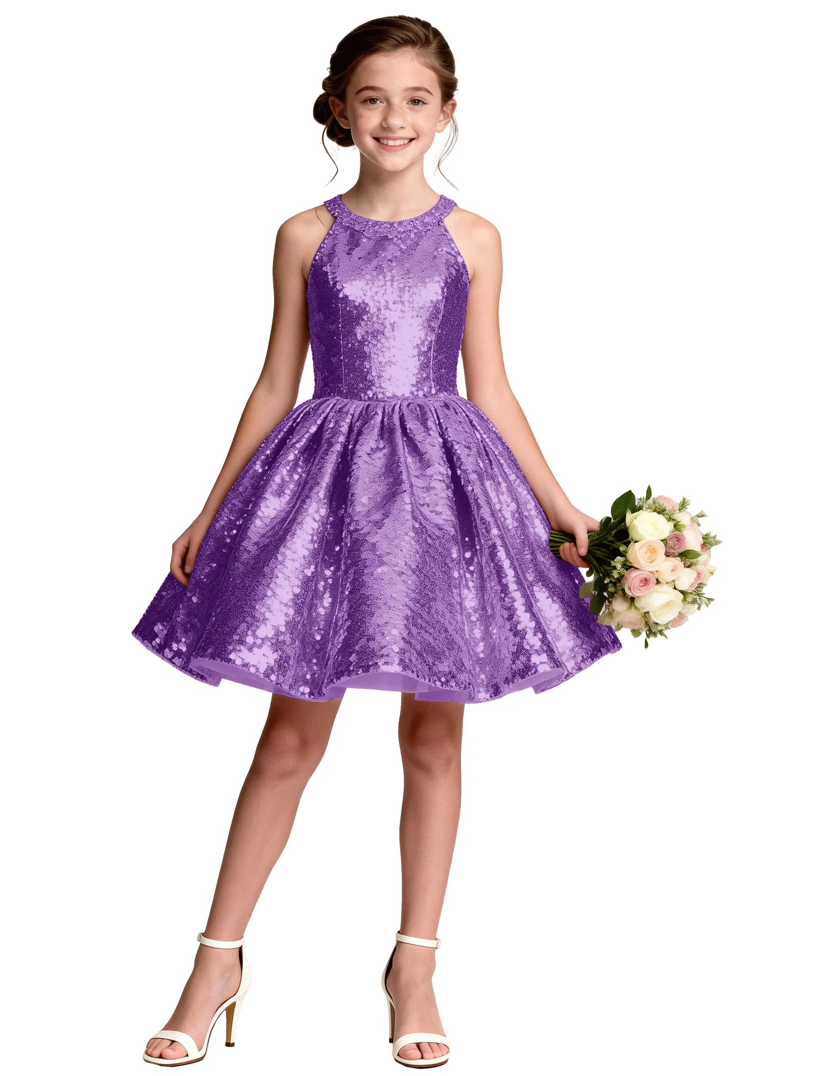 Sequin Bow Back Party Dress for Girls