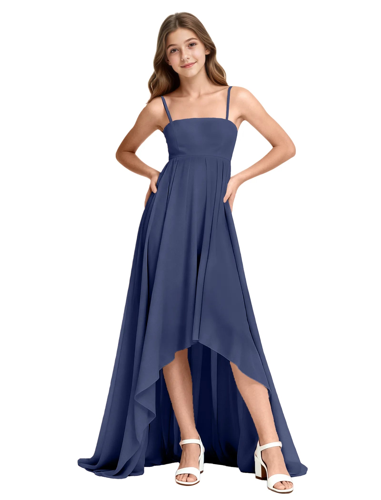 High-Low Chiffon Junior Bridesmaid Dress