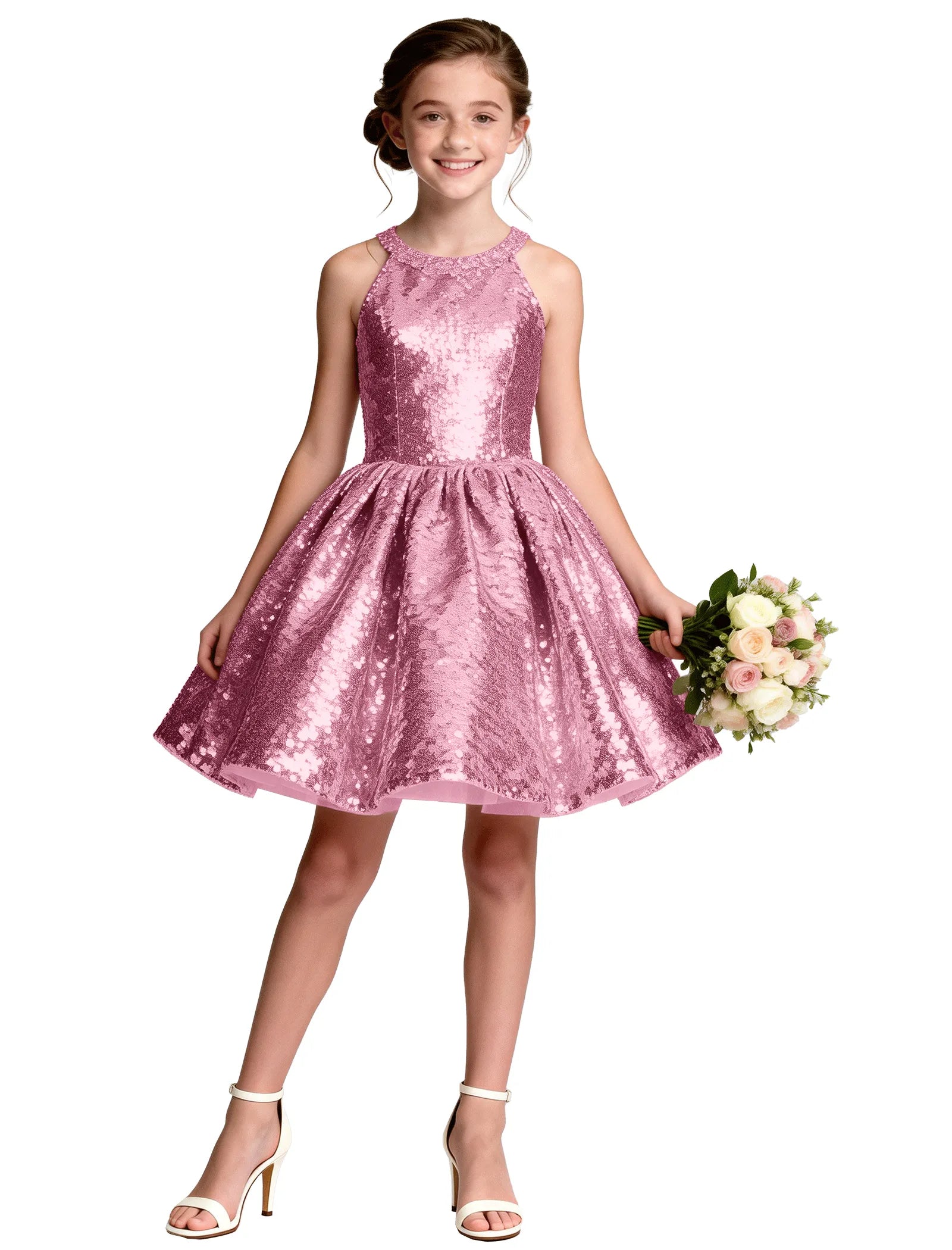 Sequin Bow Back Party Dress for Girls
