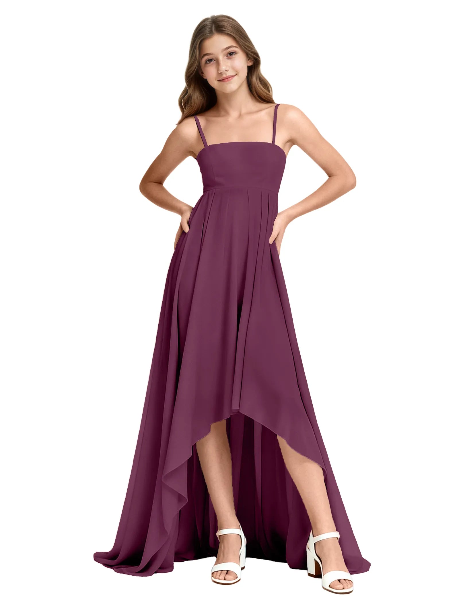 High-Low Chiffon Junior Bridesmaid Dress