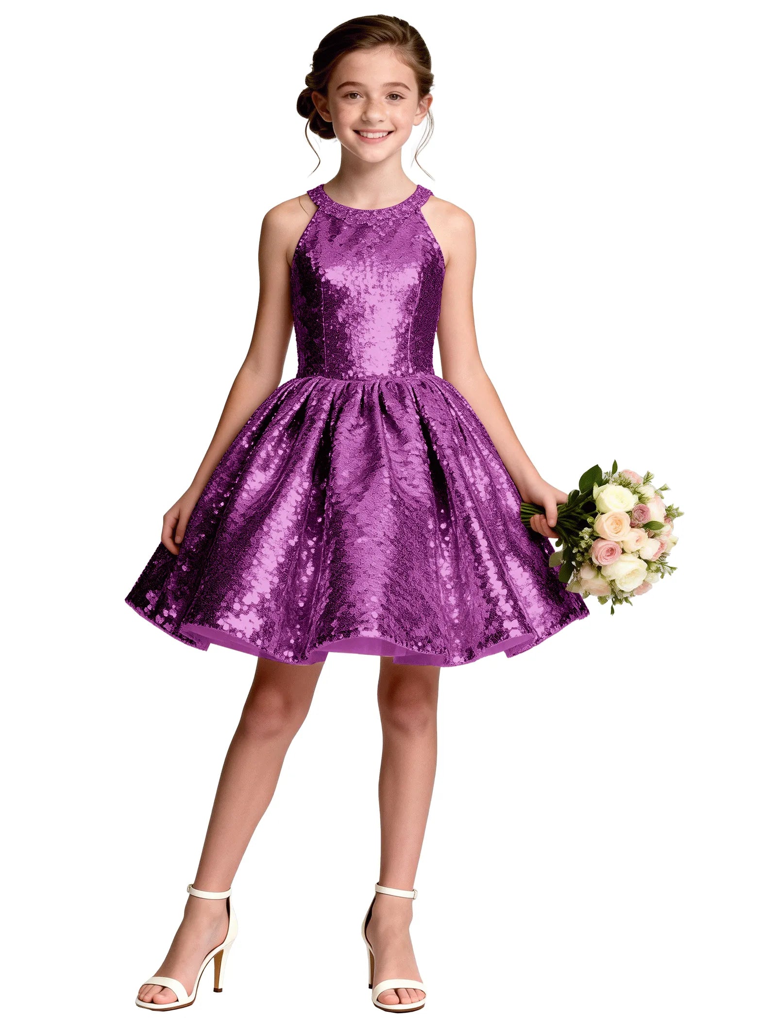 Sequin Bow Back Party Dress for Girls