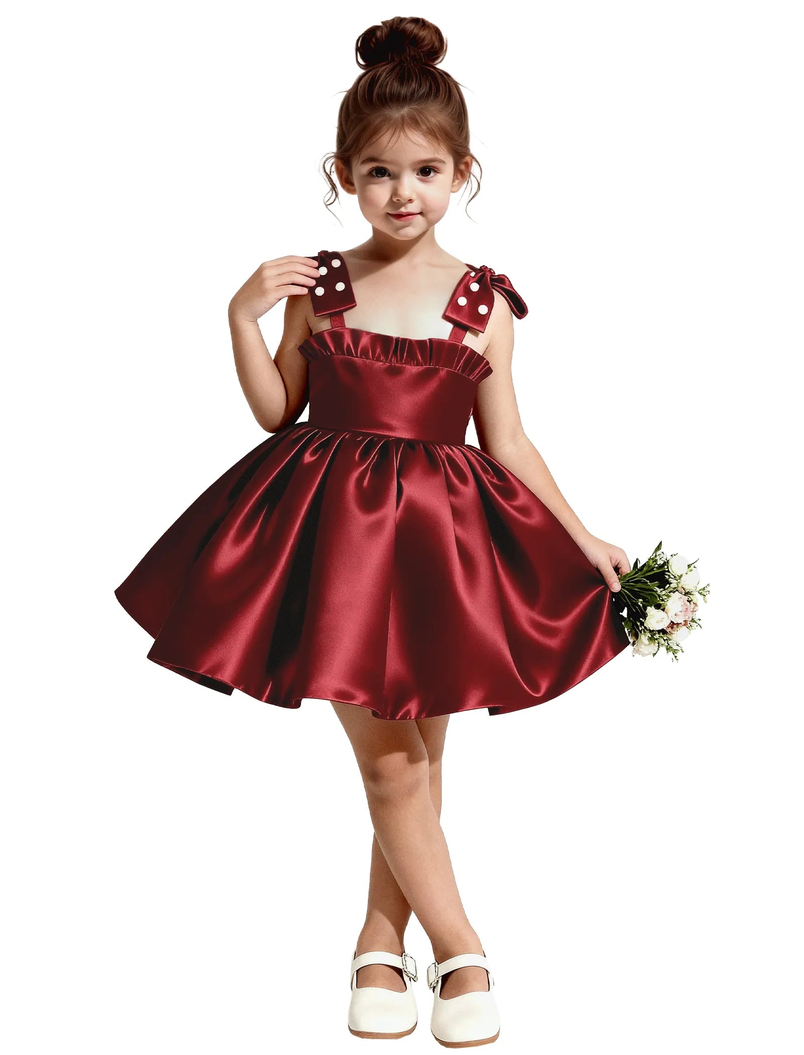 Girls Satin Bow Back Party Dress