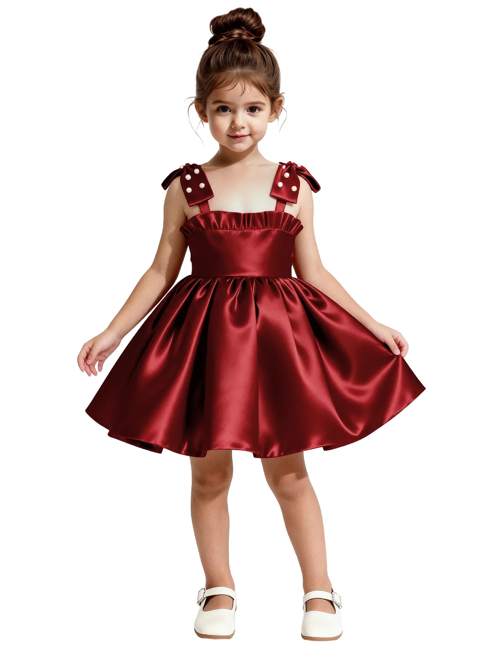 Girls Satin Bow Back Party Dress
