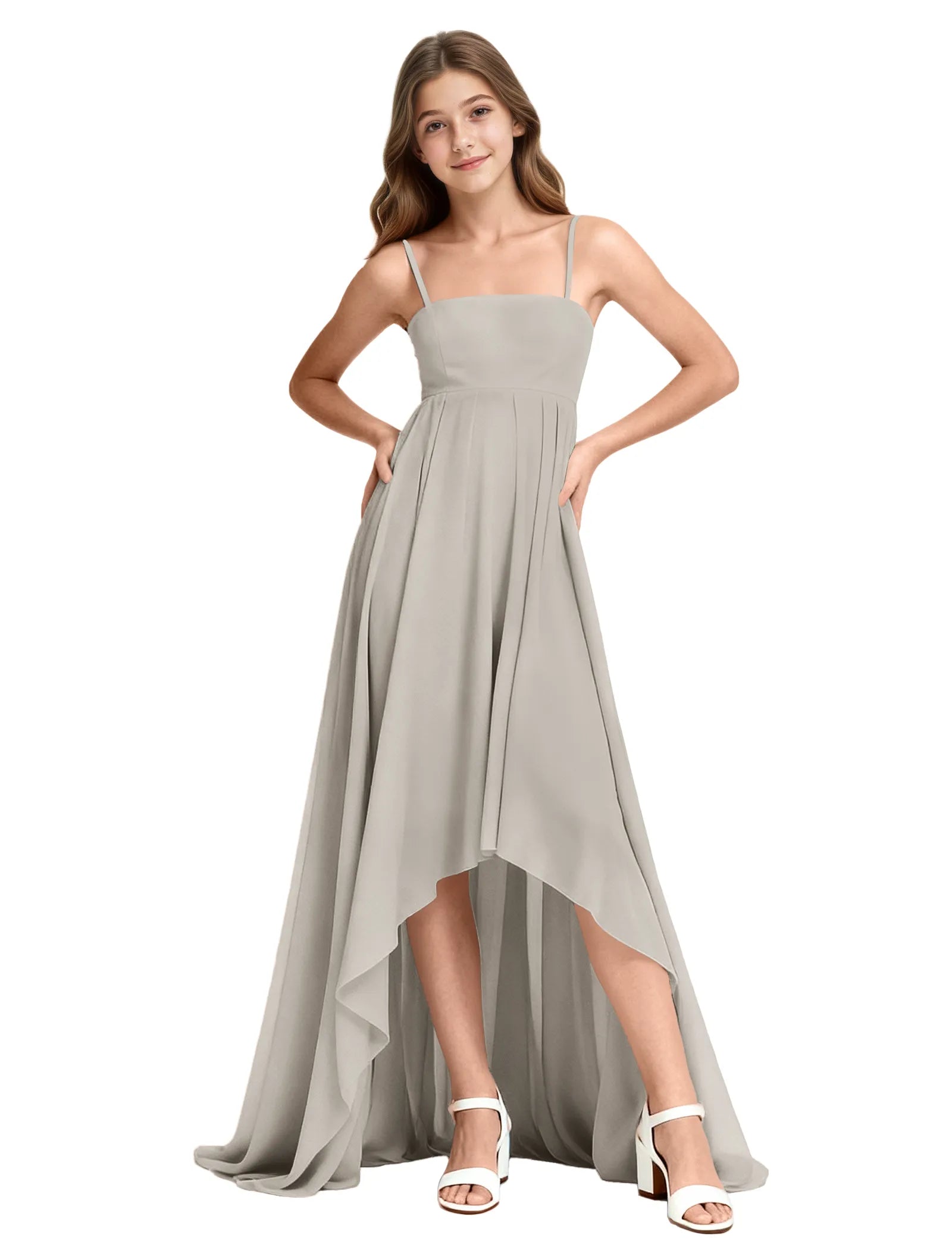 High-Low Chiffon Junior Bridesmaid Dress