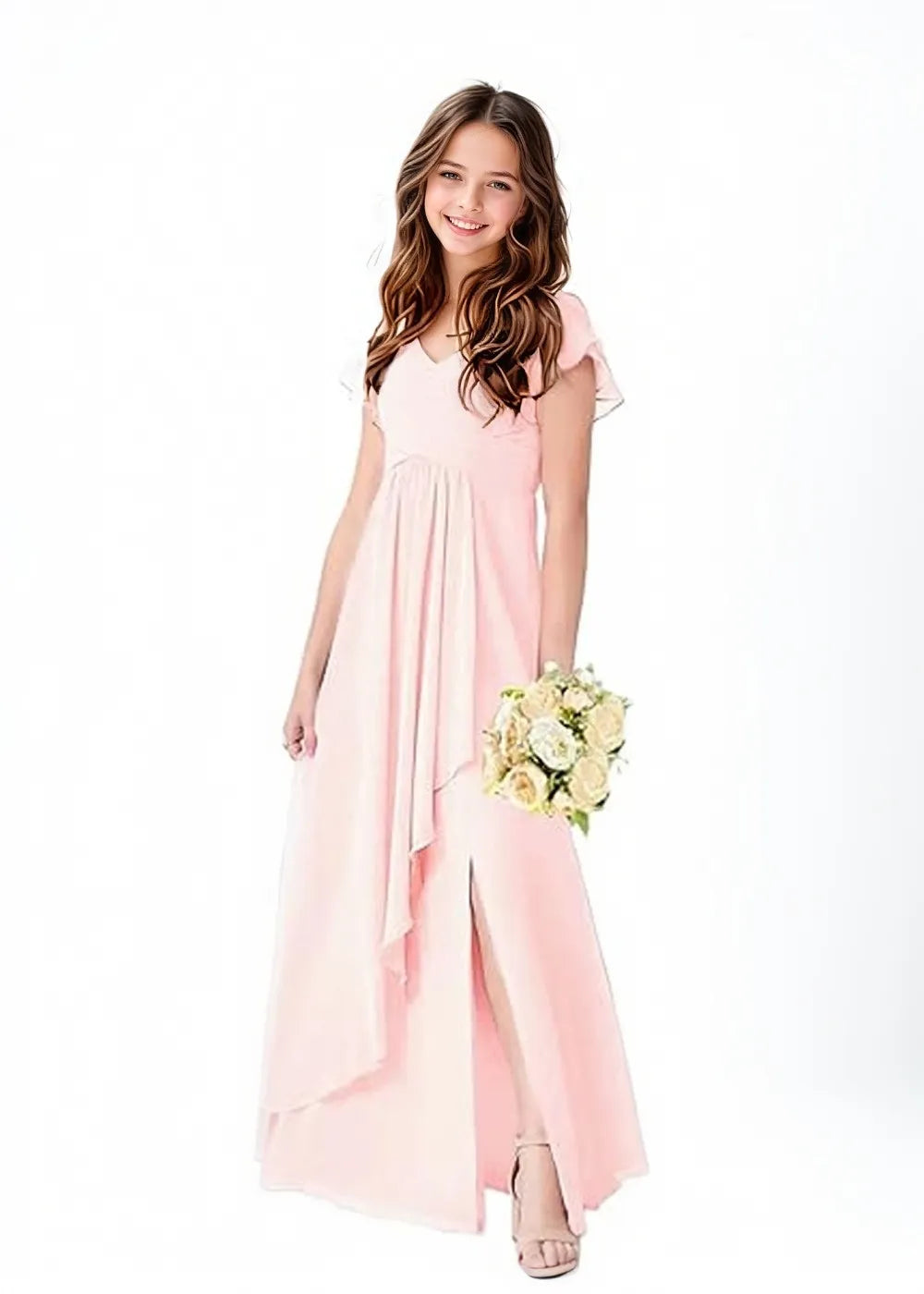 Flutter Sleeve Chiffon Maxi Dress