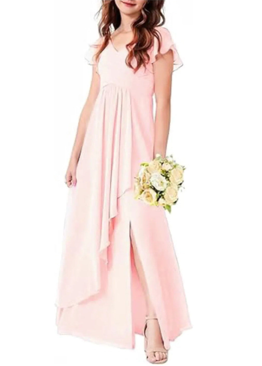 Flutter Sleeve Chiffon Maxi Dress