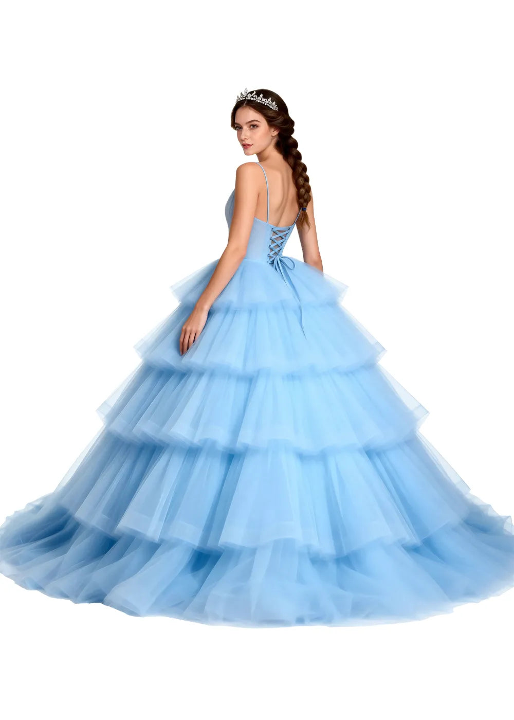 Celestina Layered Tulle Evening Gown