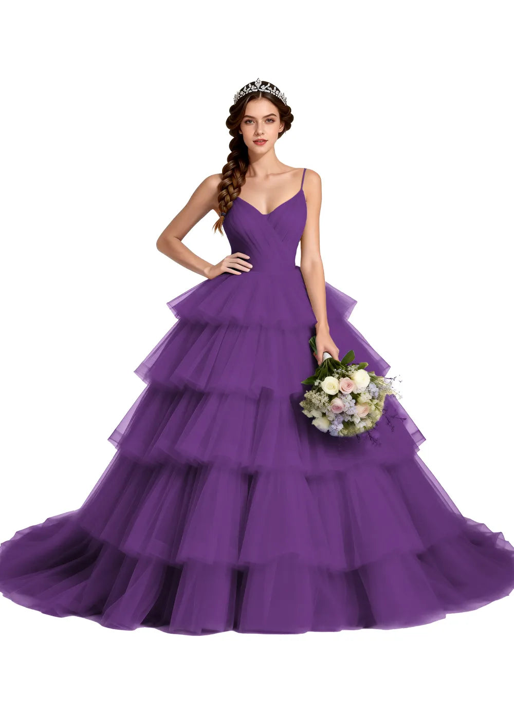 Celestina Layered Tulle Evening Gown