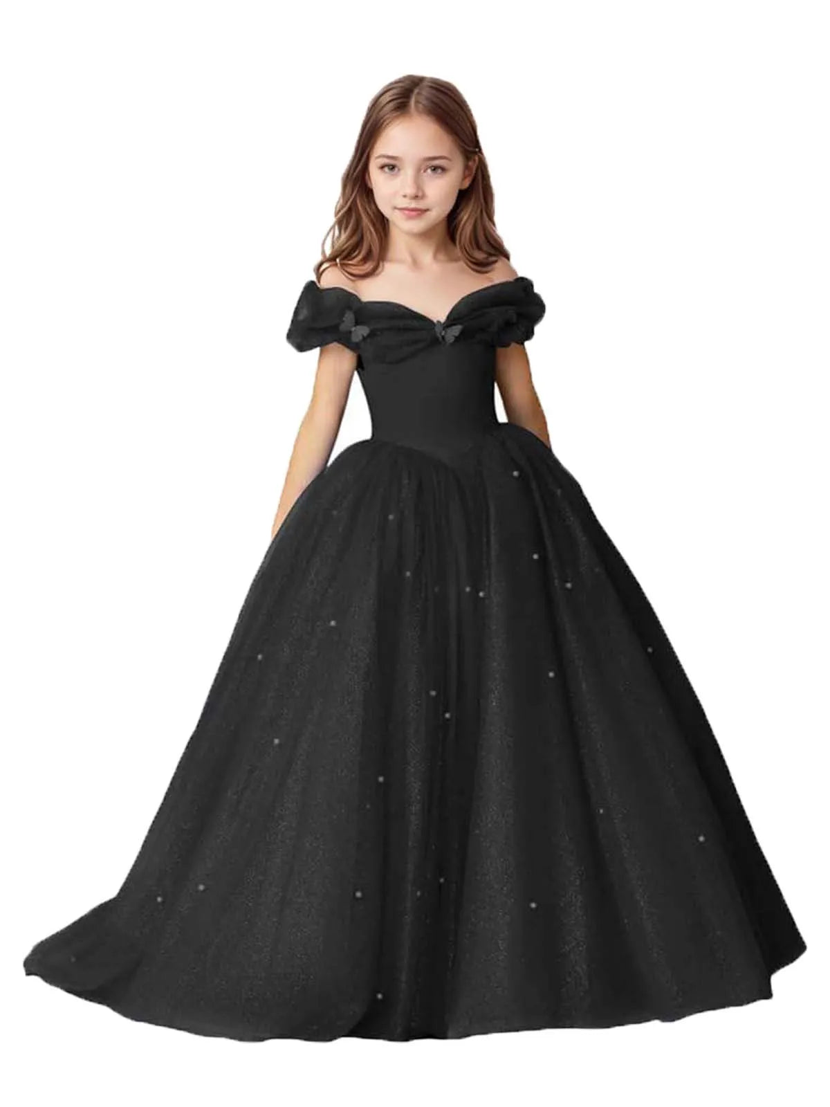 Luna Pearl-Embellished Flower Girl Ball Gown