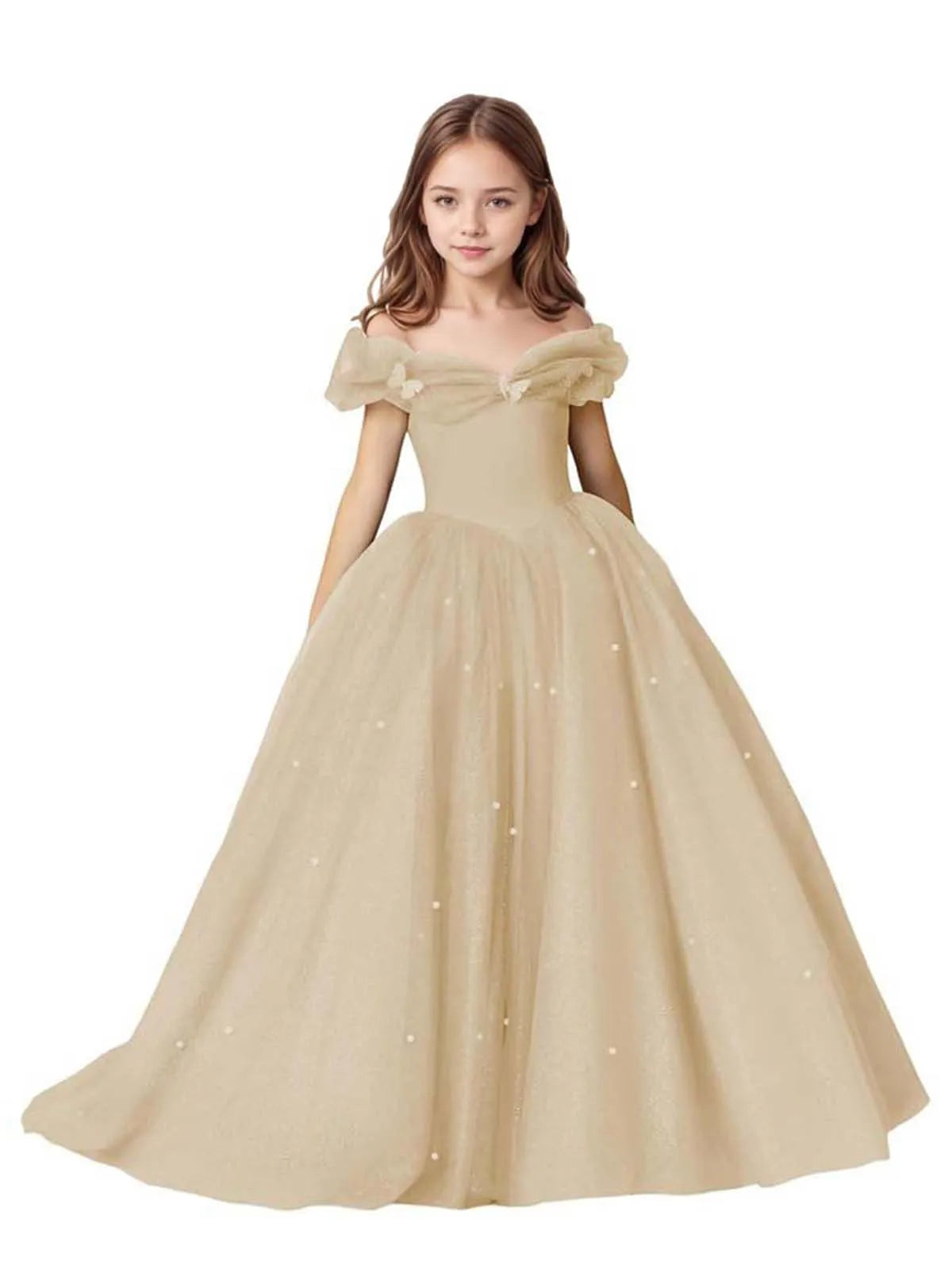 Luna Pearl-Embellished Flower Girl Ball Gown