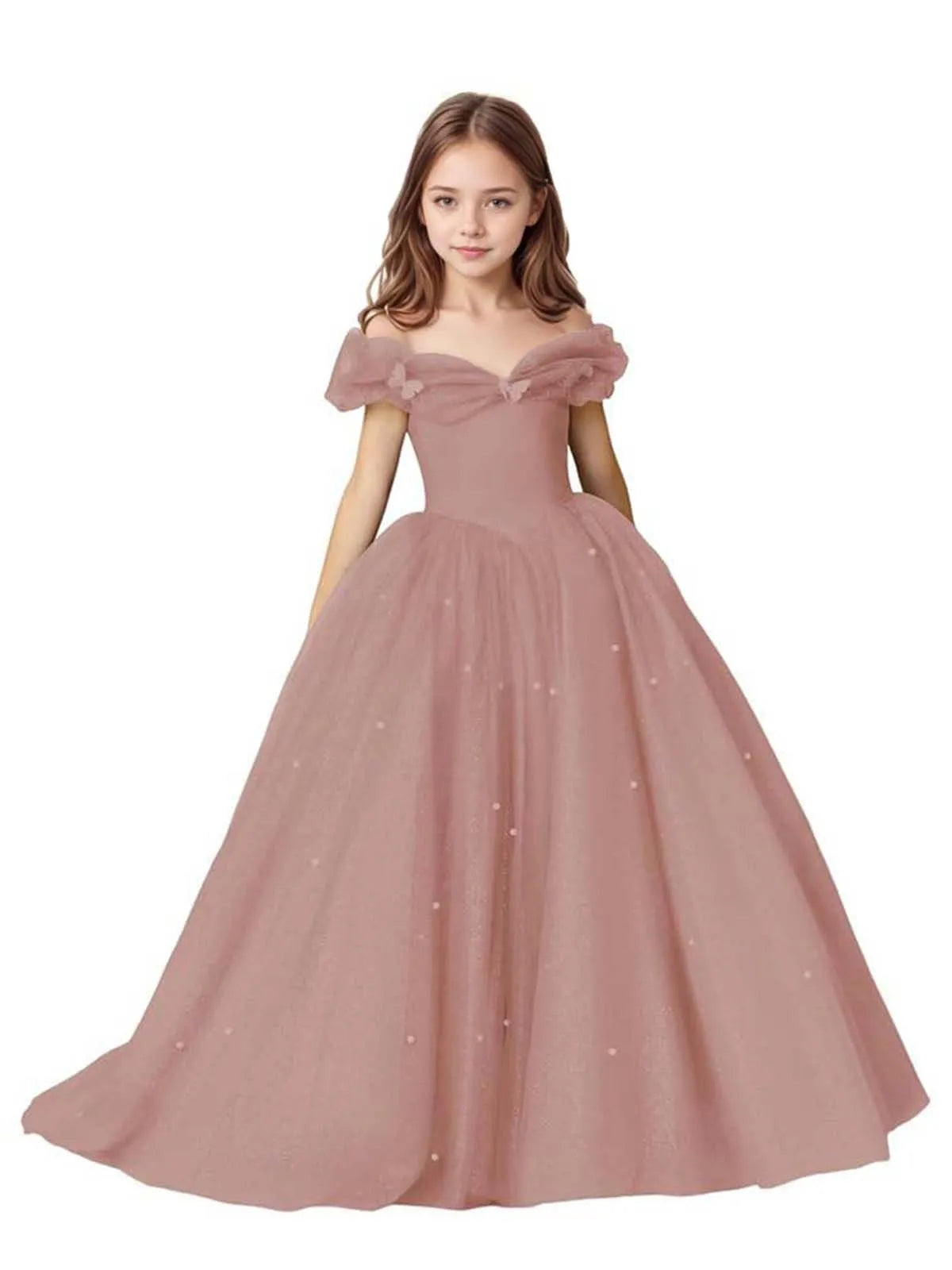 Luna Pearl-Embellished Flower Girl Ball Gown