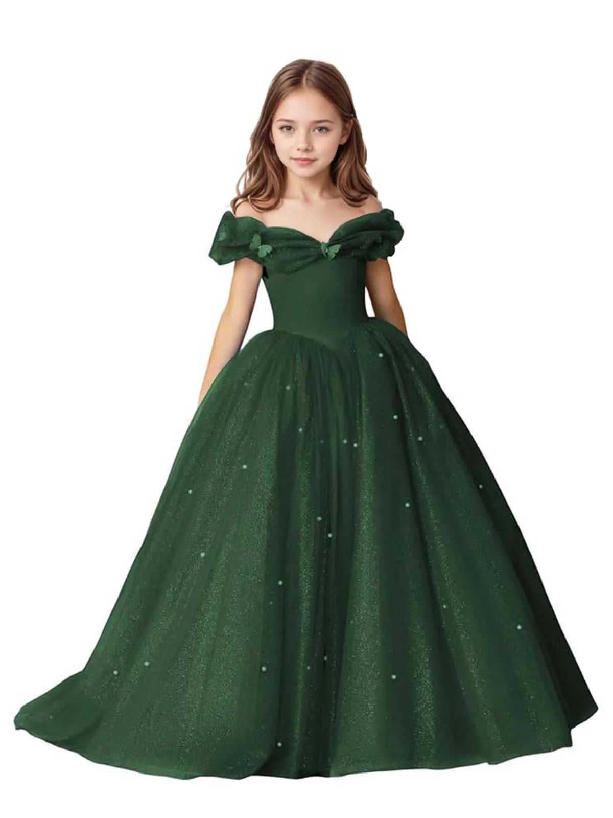 Luna Pearl-Embellished Flower Girl Ball Gown