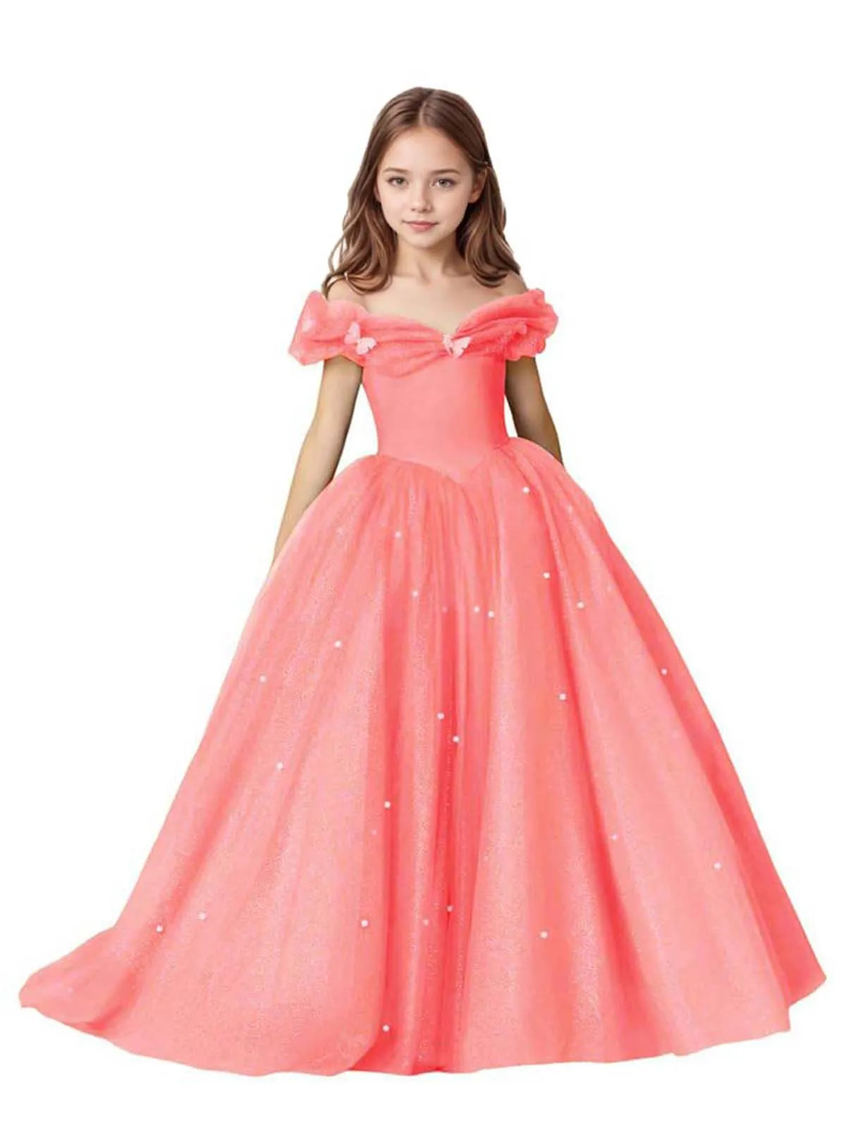 Luna Pearl-Embellished Flower Girl Ball Gown