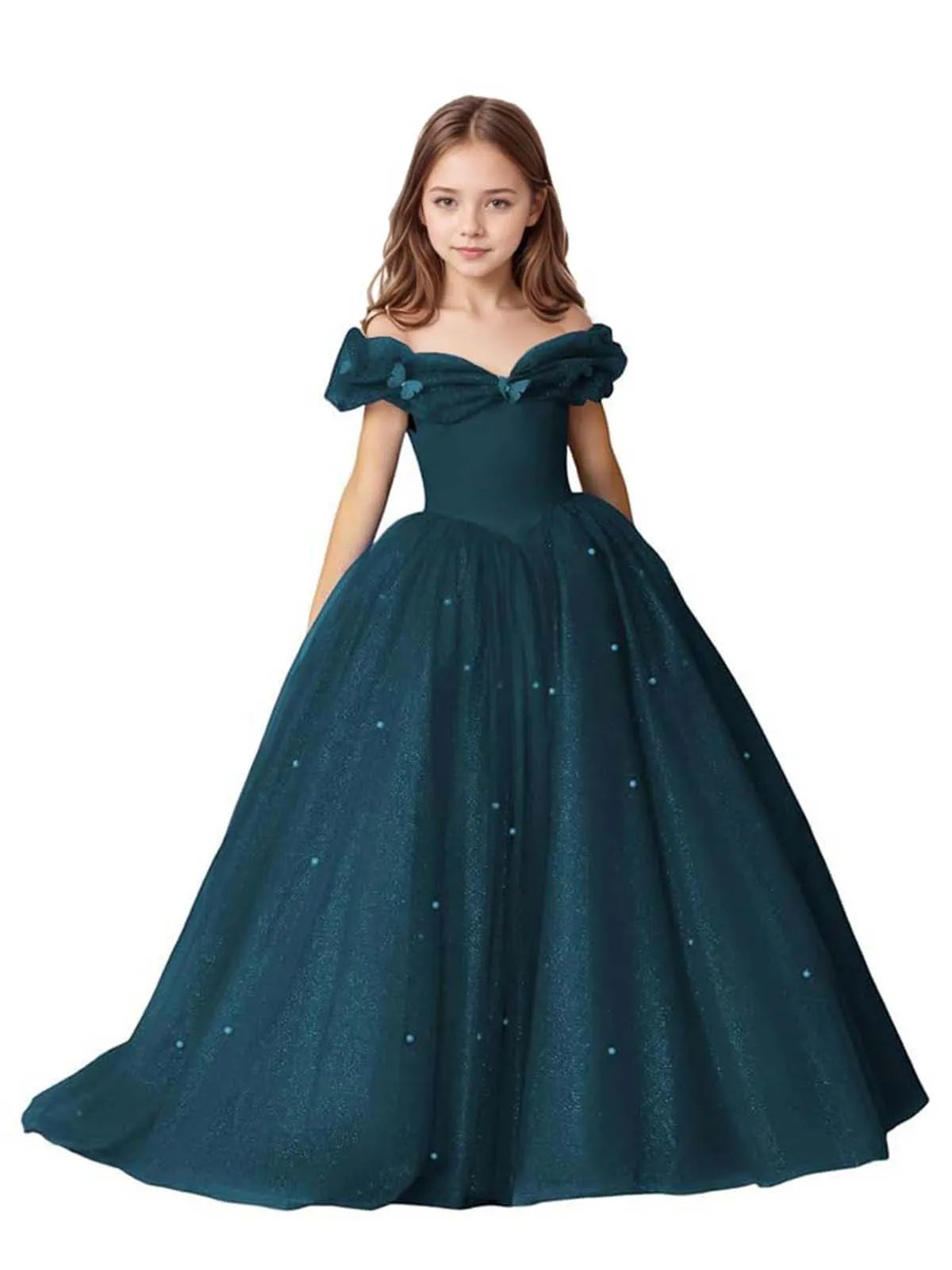Luna Pearl-Embellished Flower Girl Ball Gown