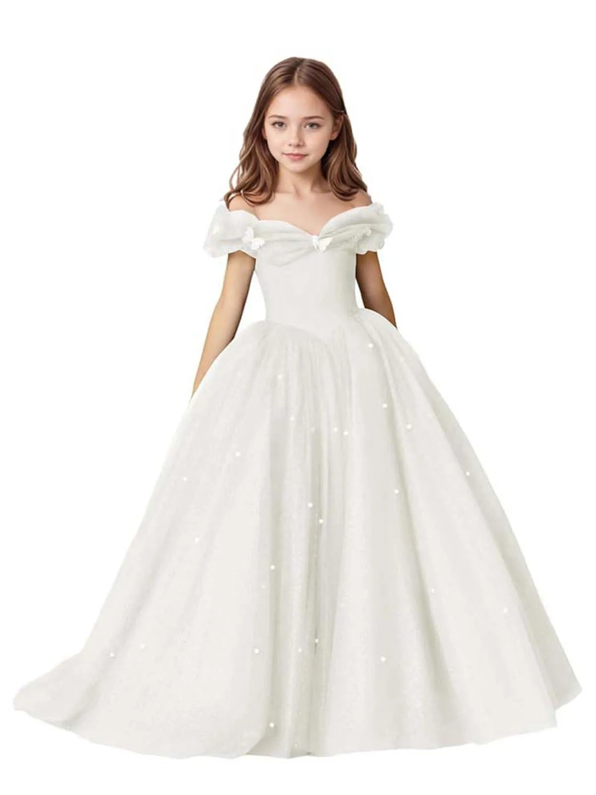 Luna Pearl-Embellished Flower Girl Ball Gown