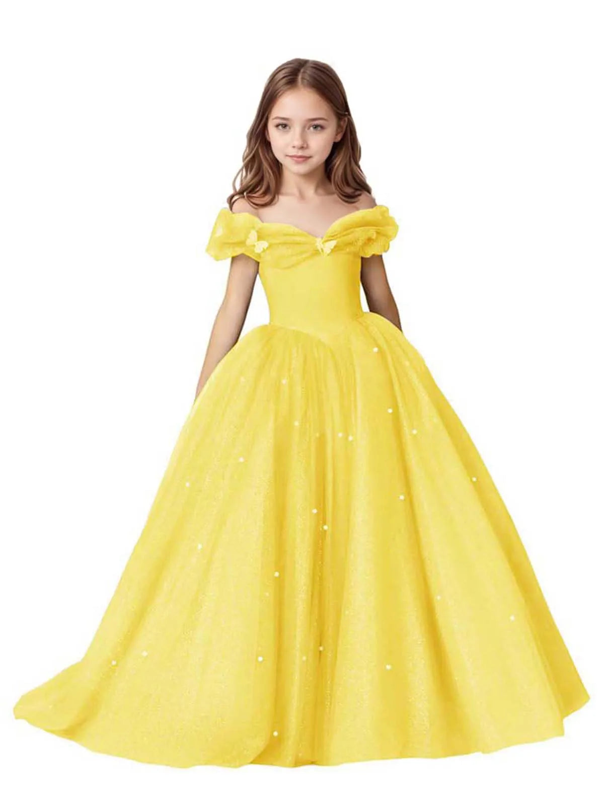 Luna Pearl-Embellished Flower Girl Ball Gown