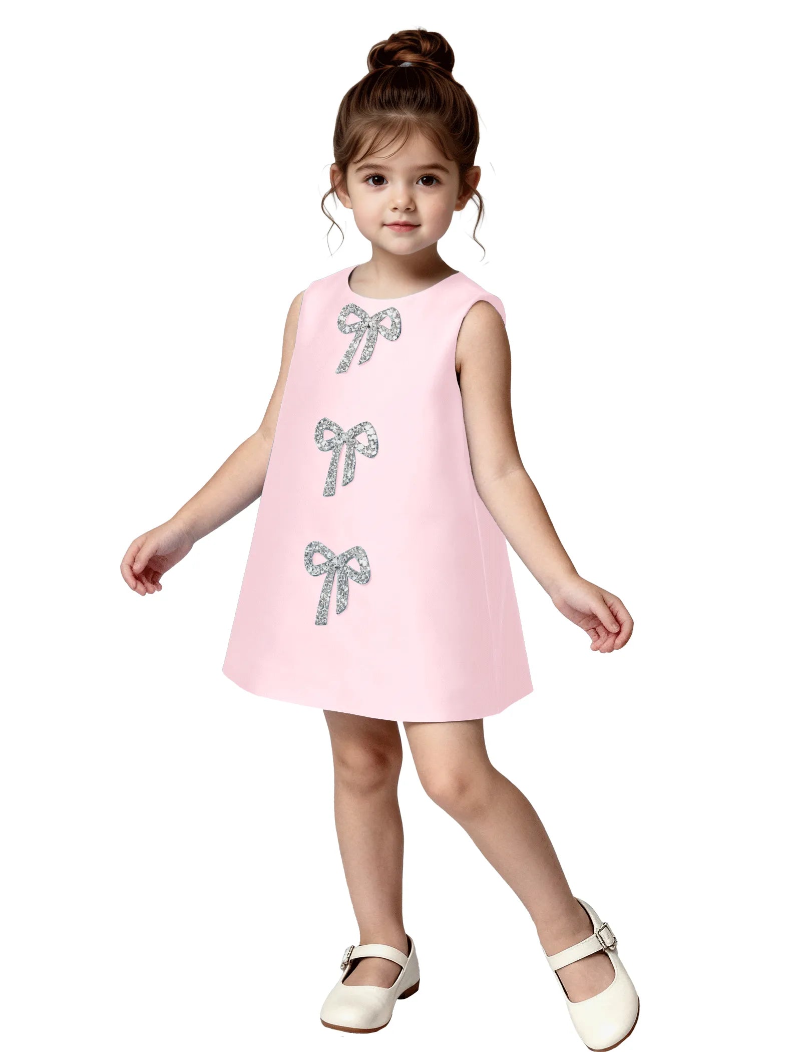 Satin A-Line Flower Girl Dress with Bow Back