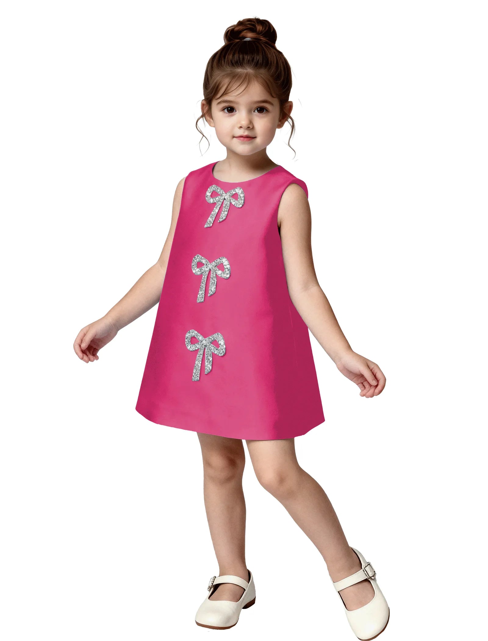 Satin A-Line Flower Girl Dress with Bow Back