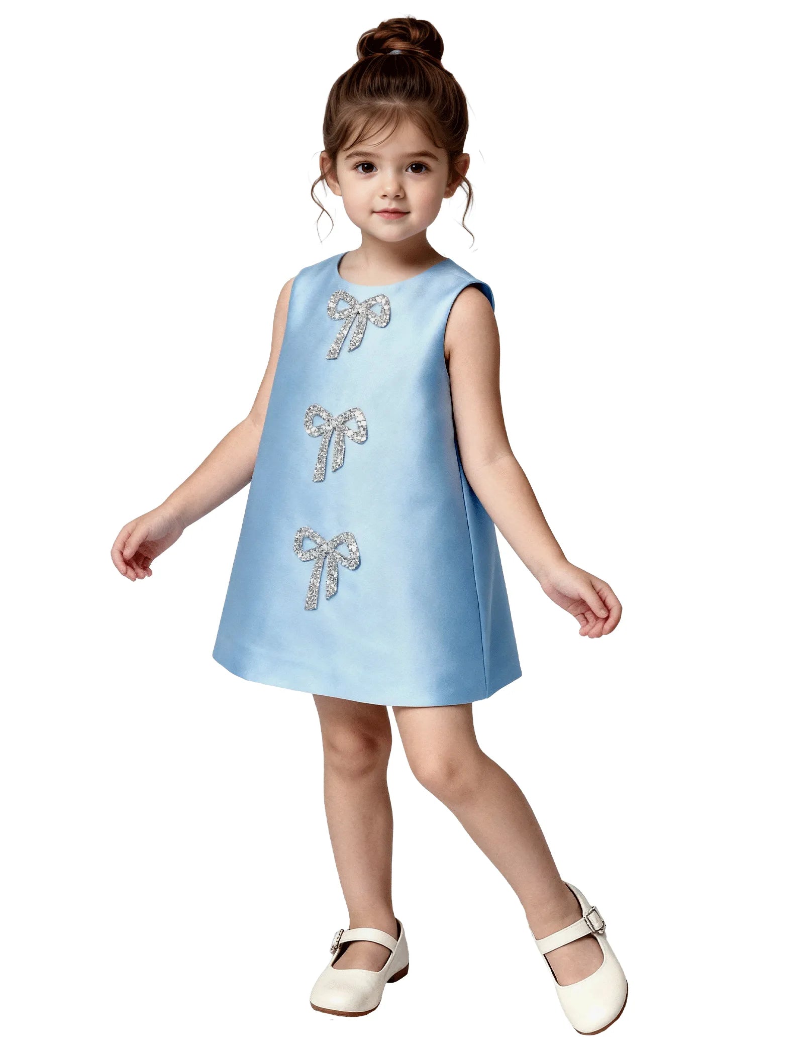 Satin A-Line Flower Girl Dress with Bow Back