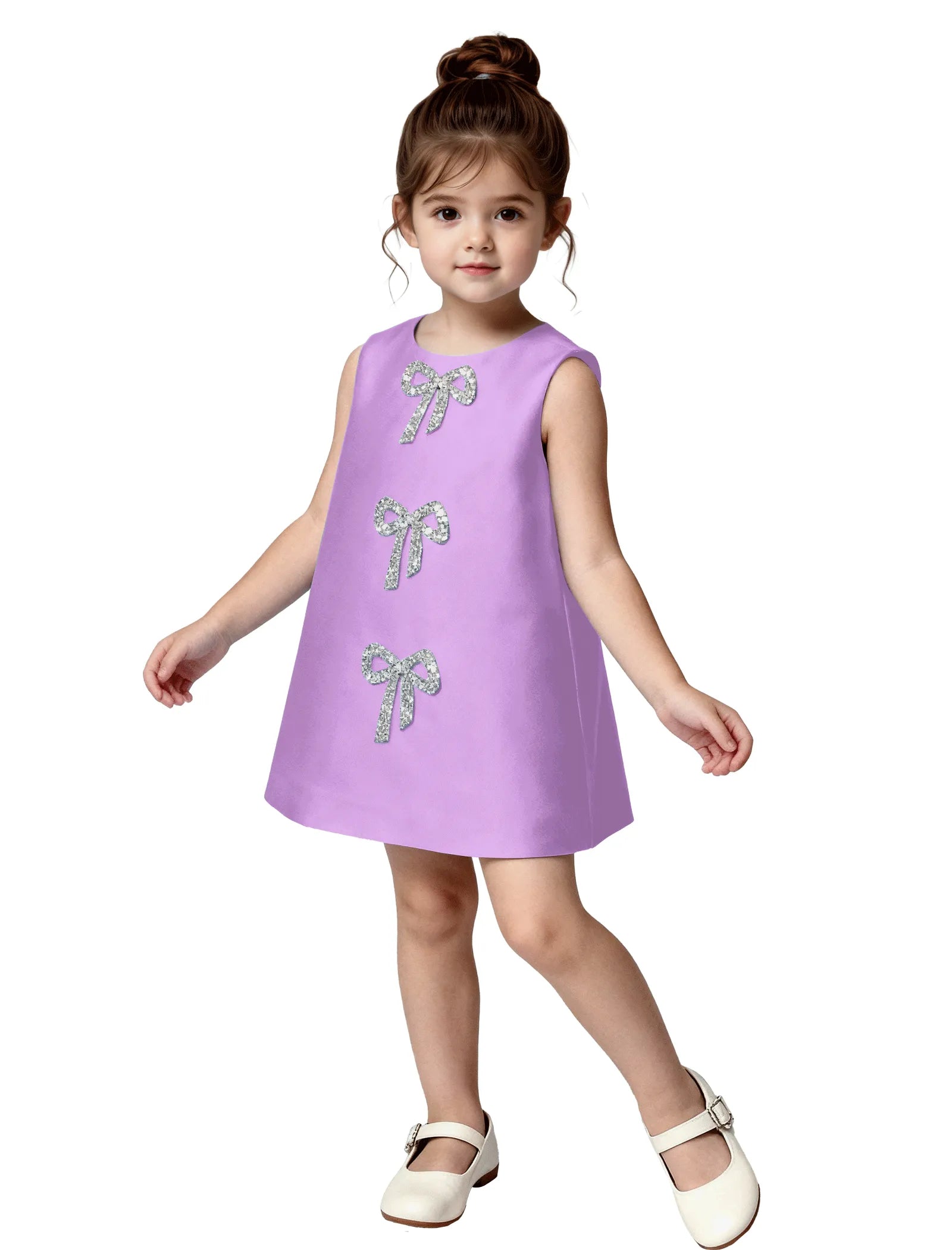 Satin A-Line Flower Girl Dress with Bow Back
