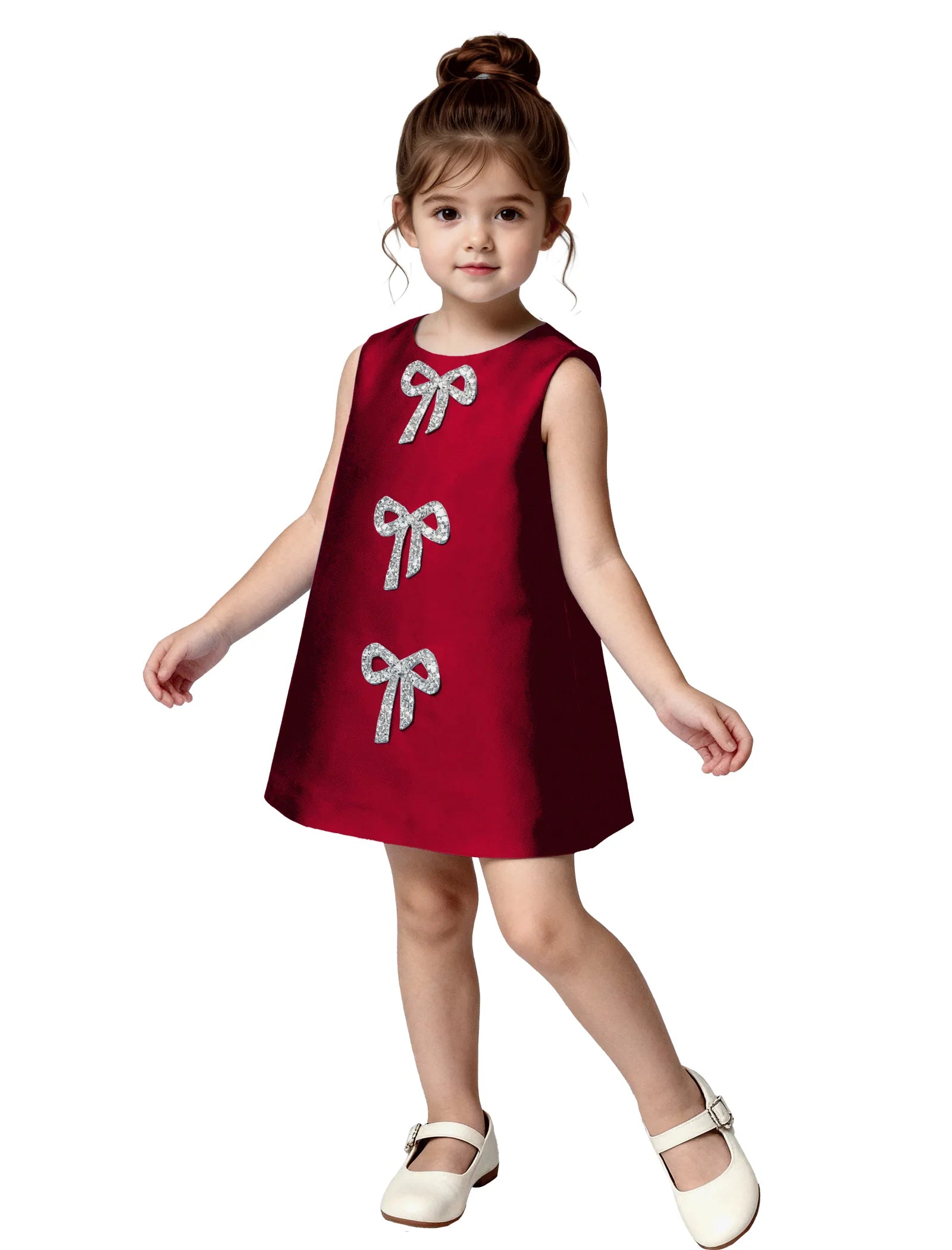 Satin A-Line Flower Girl Dress with Bow Back