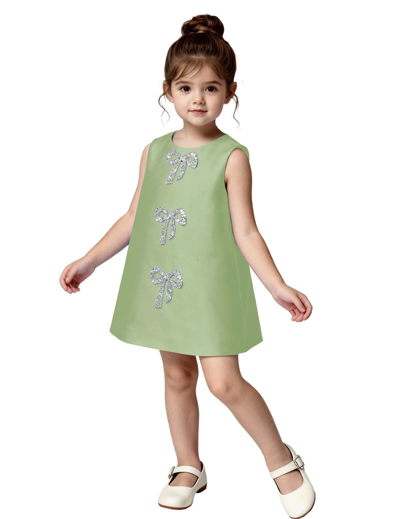 Satin A-Line Flower Girl Dress with Bow Back
