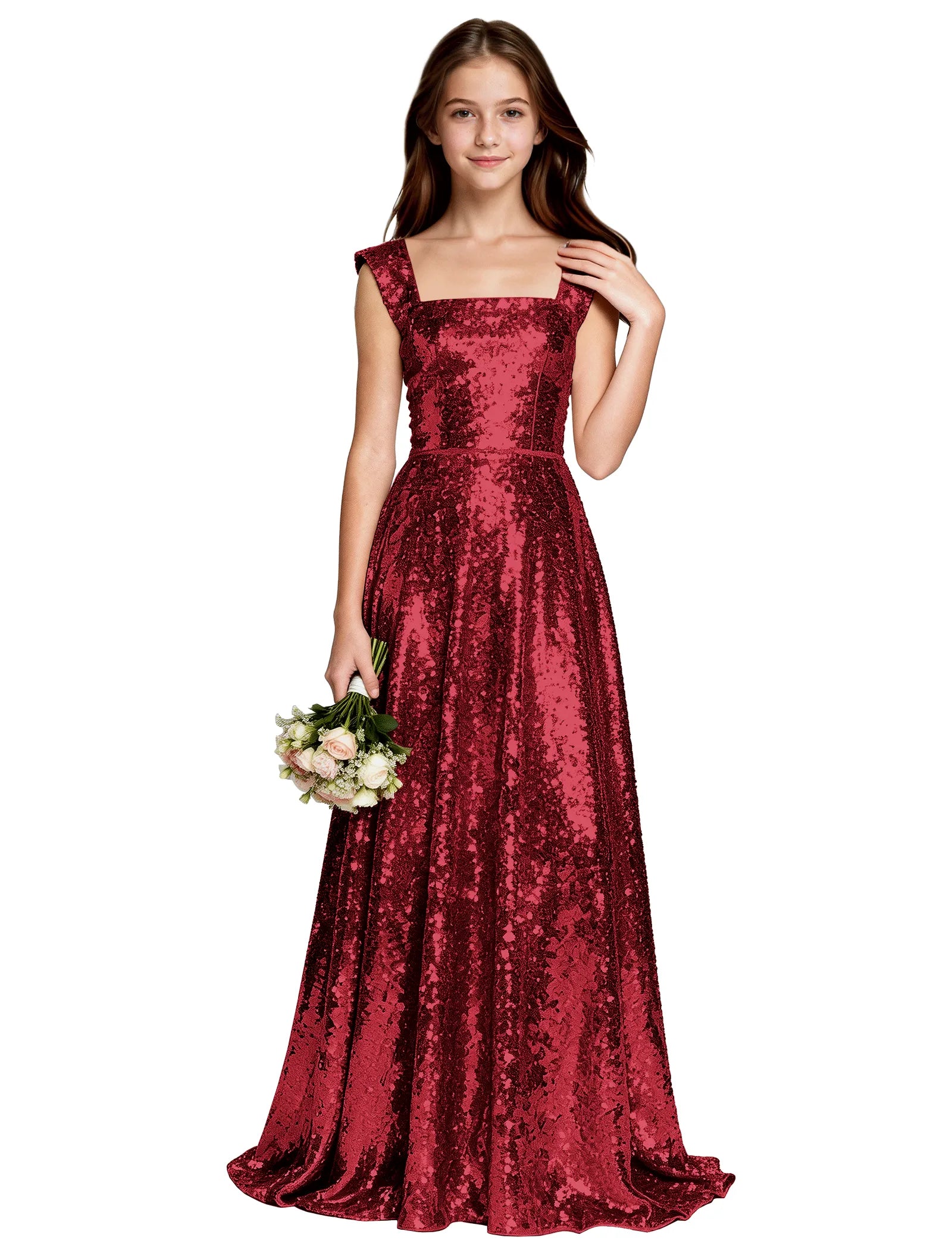 Sparkly Girls A-Line Gown With Back Bow