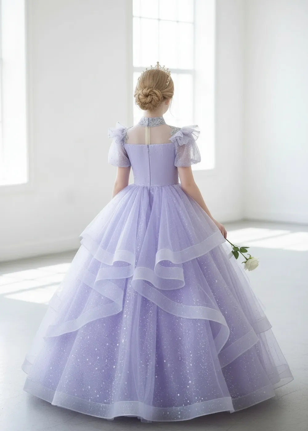 Vestido de princesa sin mangas de encaje