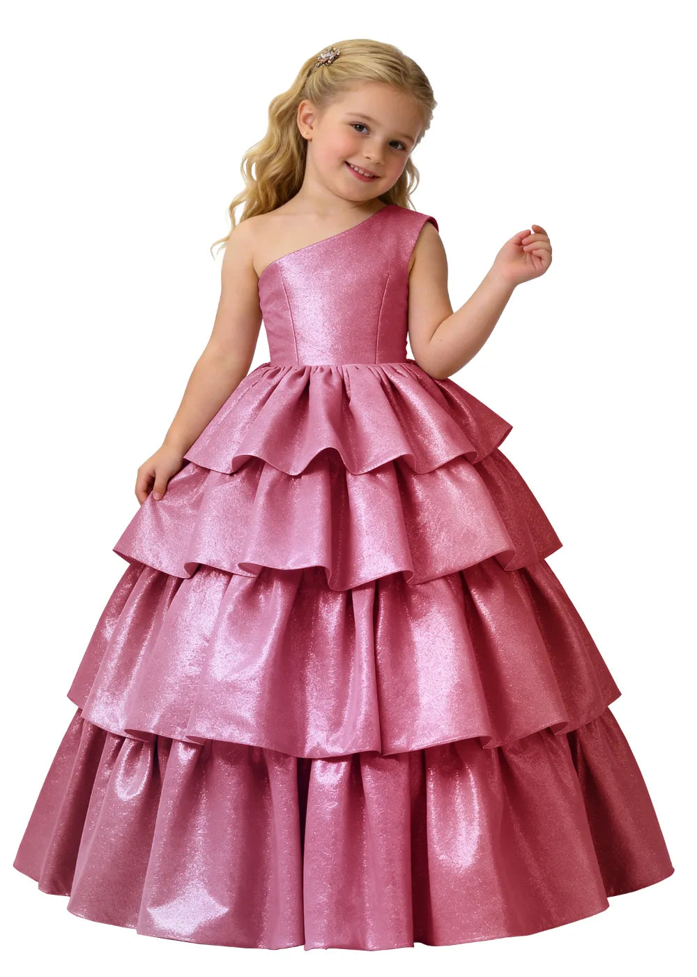 Elegant Tiered One Shoulder Gown