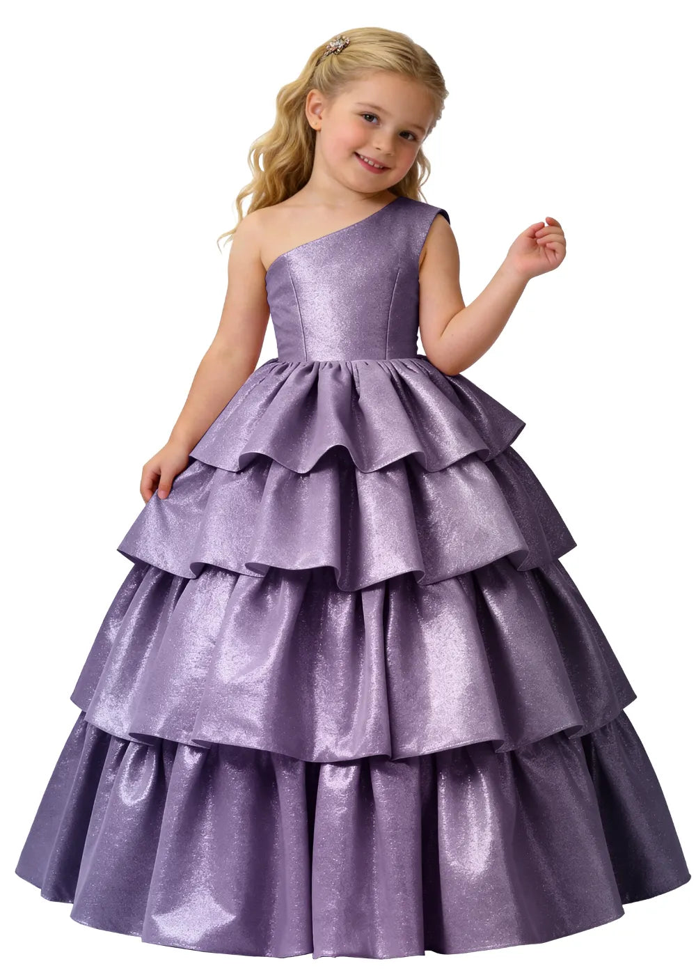 Elegant Tiered One Shoulder Gown