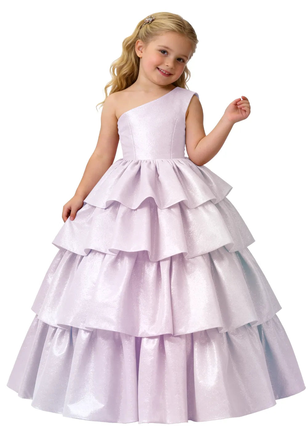 Elegant Tiered One Shoulder Gown