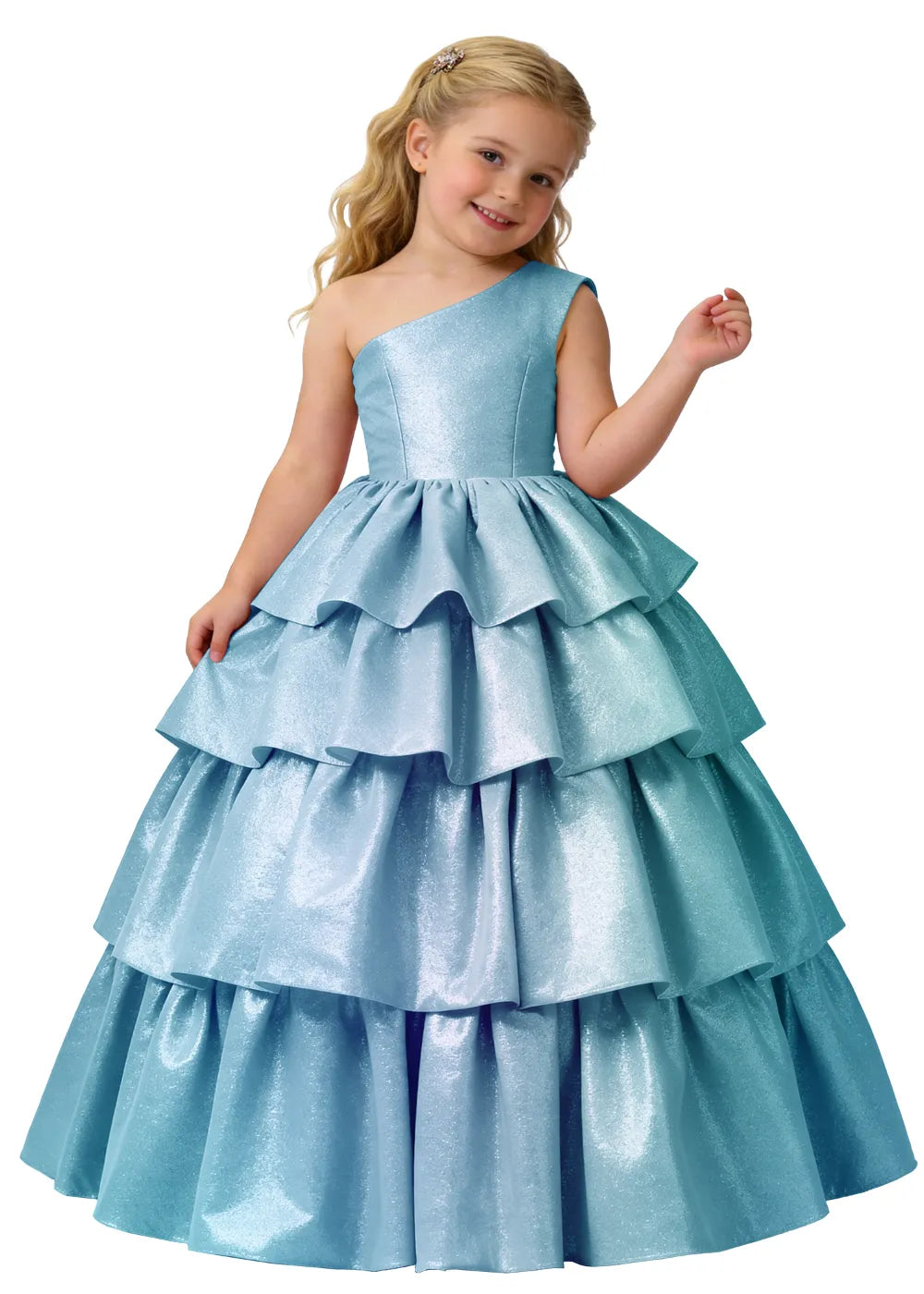 Elegant Tiered One Shoulder Gown