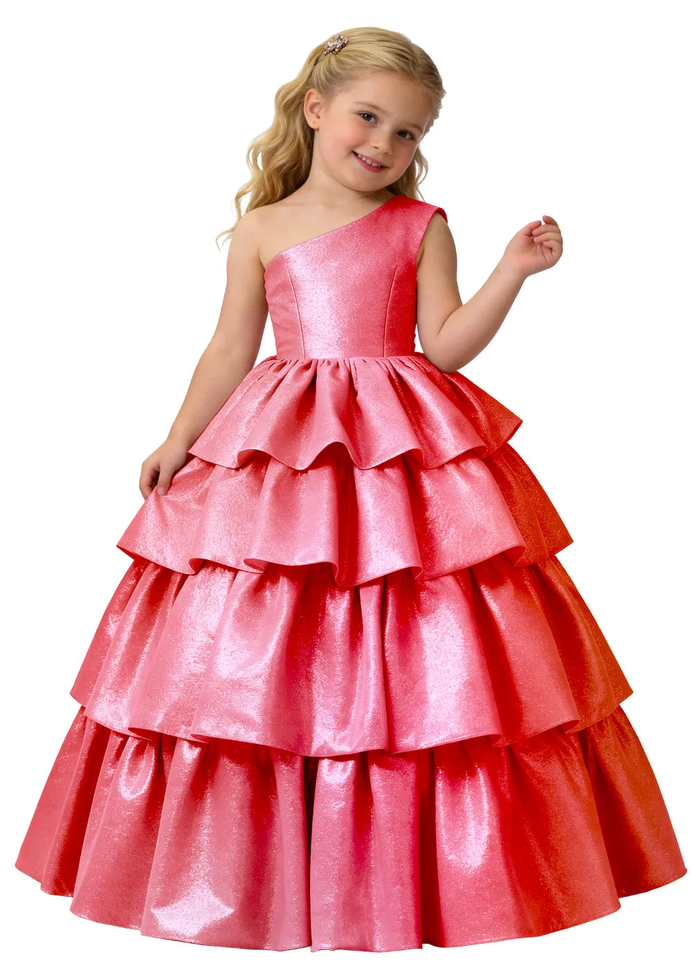 Elegant Tiered One Shoulder Gown