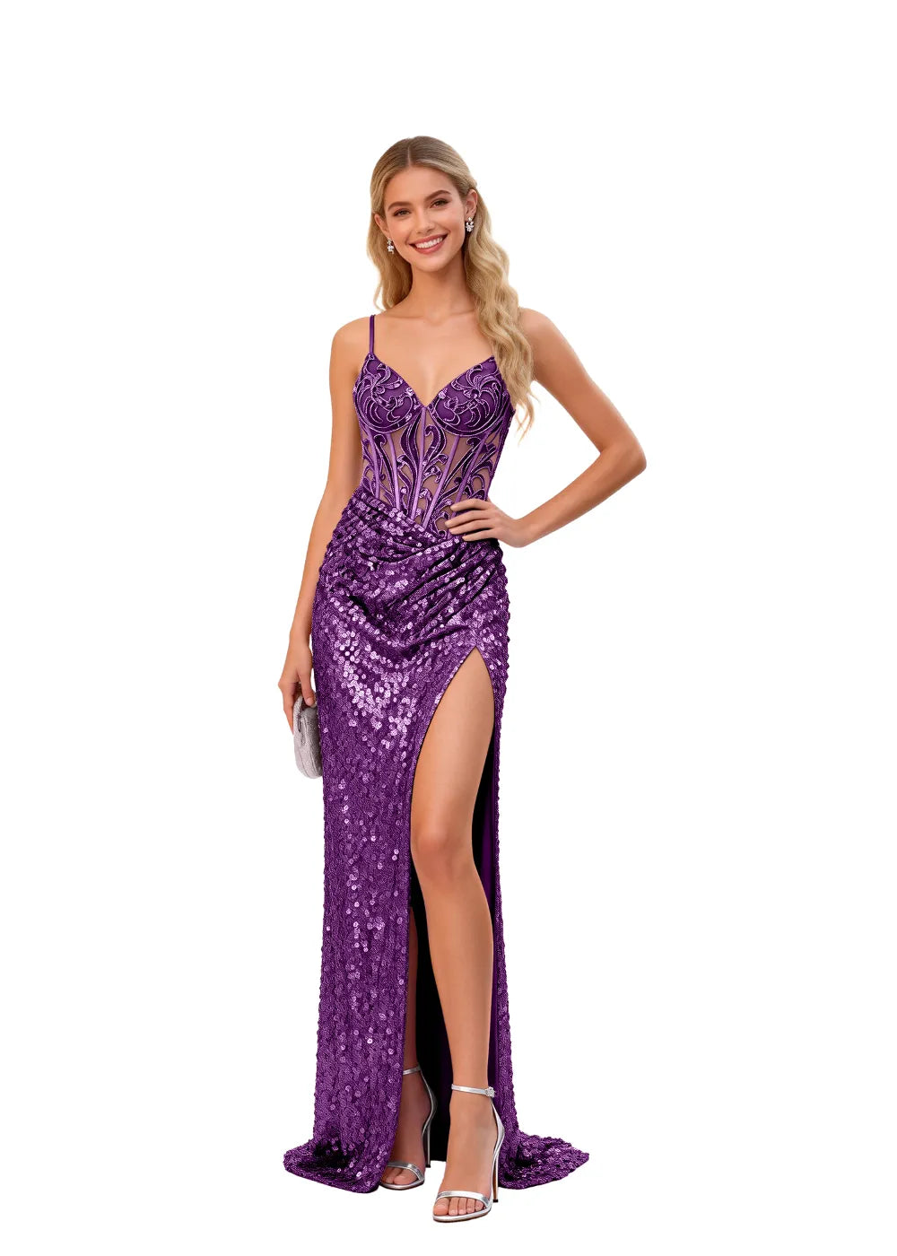 Allure of Stardust Sequin Corset Evening Dress