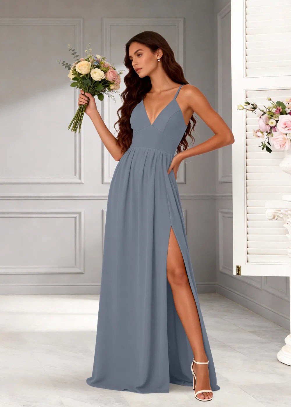 Midnight Muse Spaghetti Strap Evening Gown