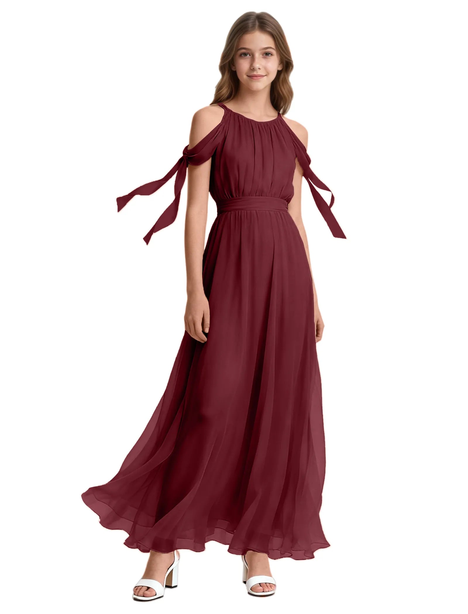 Girls Sleeveless Pageant Gown with Floaty Hem