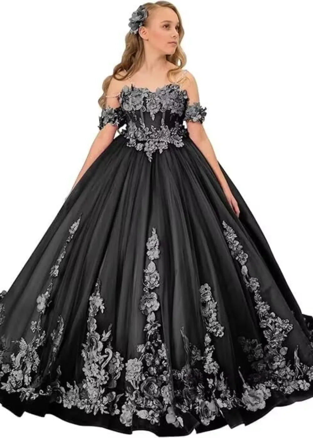 Vintage Floral Embroidered Flower Girl Gown