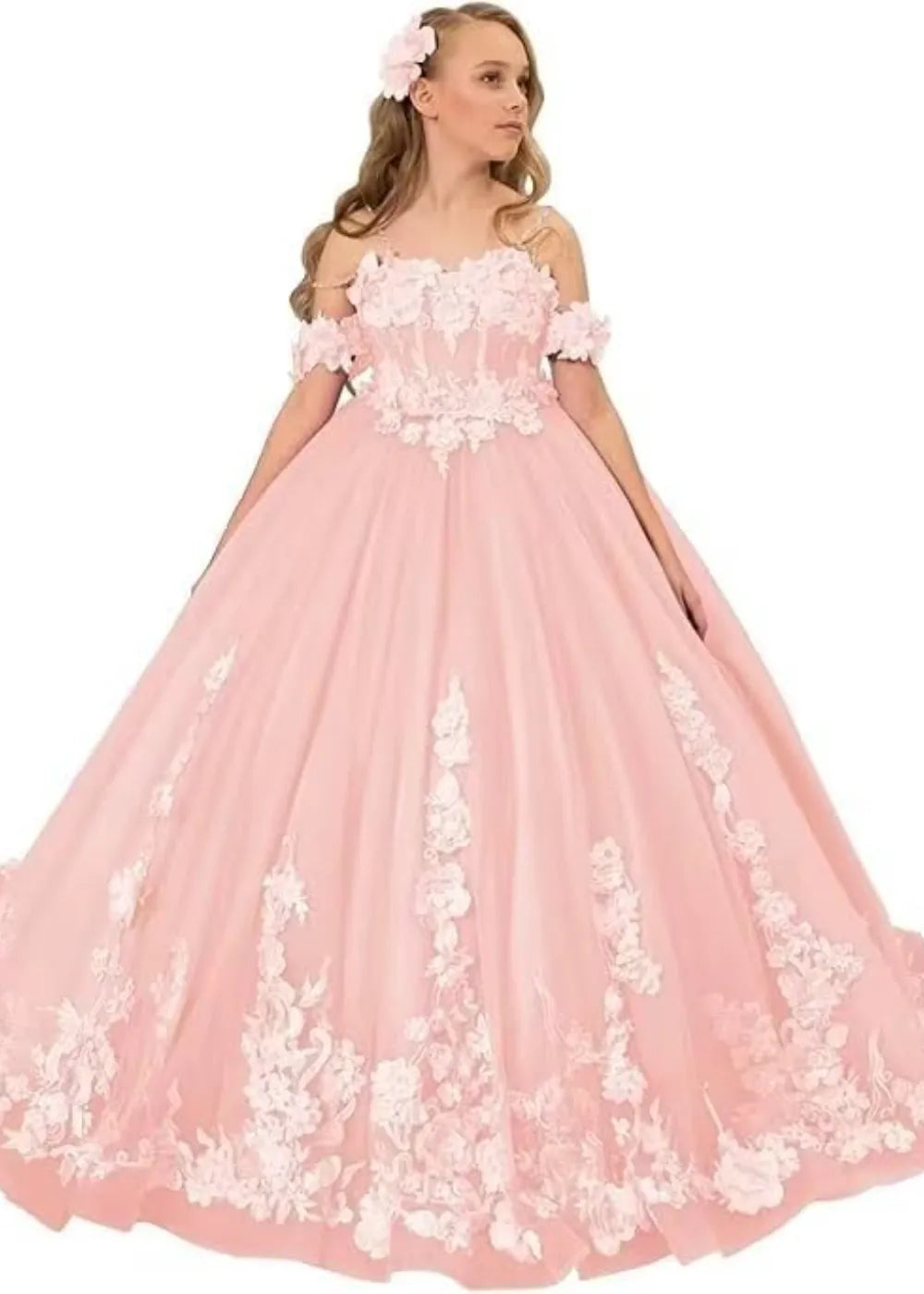 Vintage Floral Embroidered Flower Girl Gown