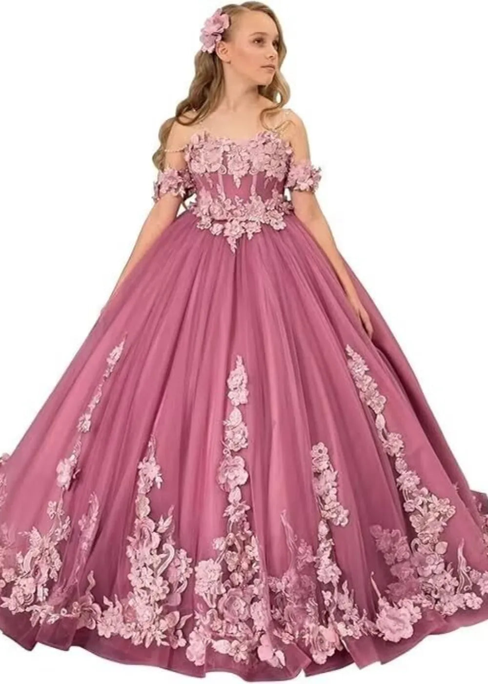 Vintage Floral Embroidered Flower Girl Gown