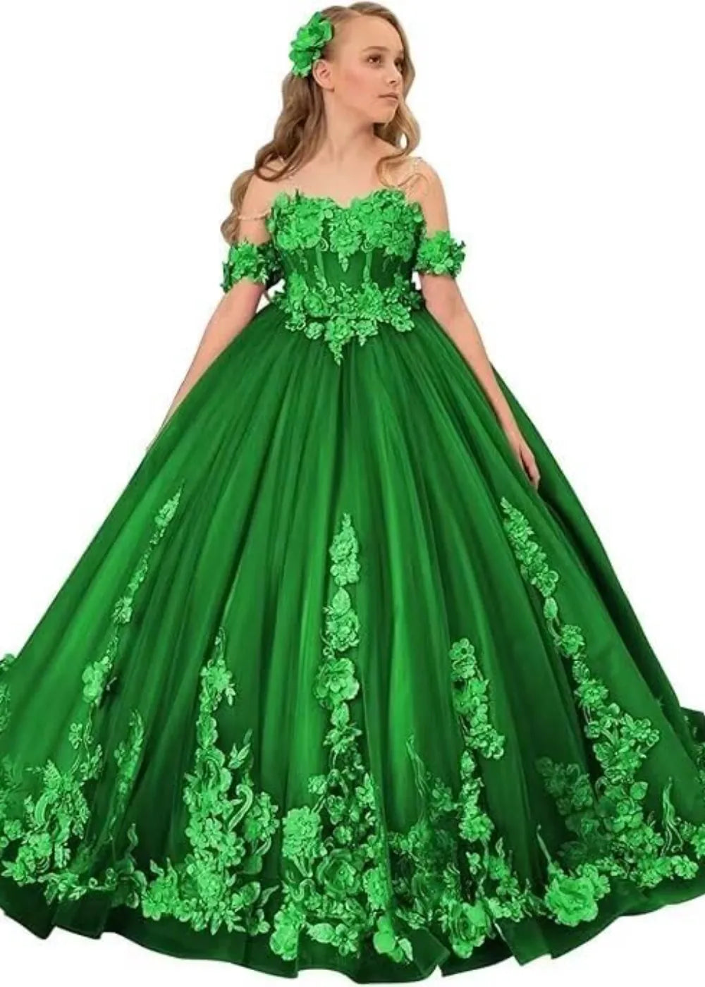 Vintage Floral Embroidered Flower Girl Gown