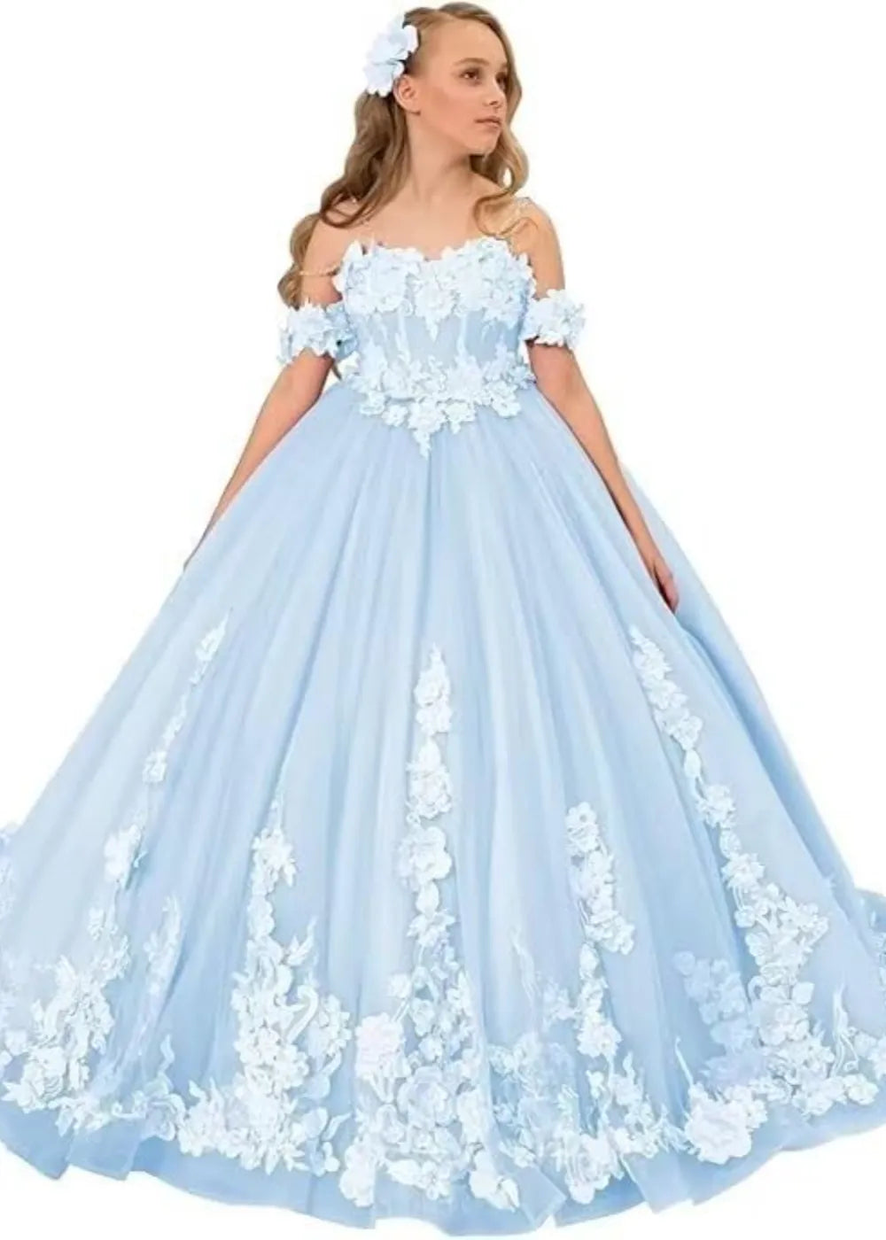 Vintage Floral Embroidered Flower Girl Gown