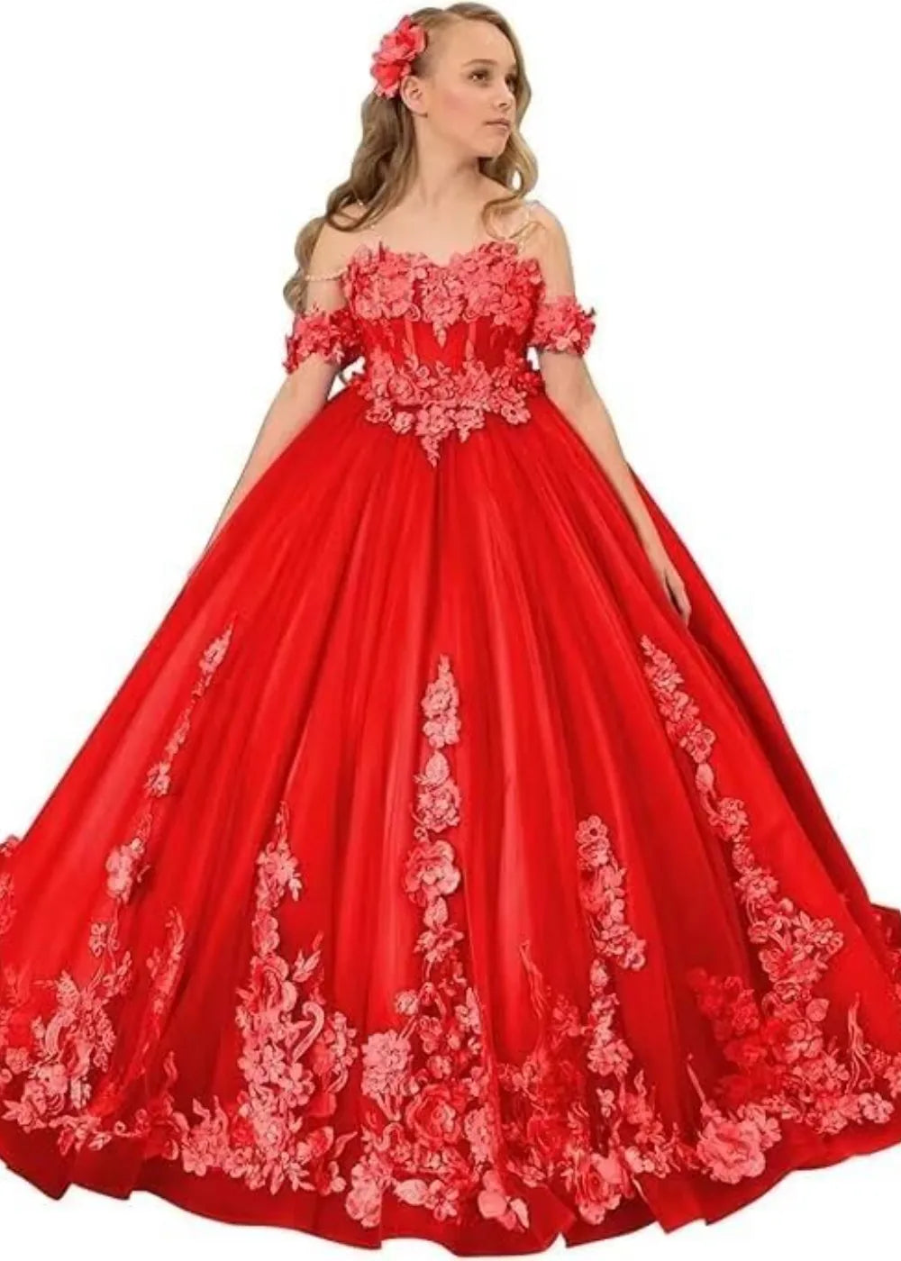 Vintage Floral Embroidered Flower Girl Gown