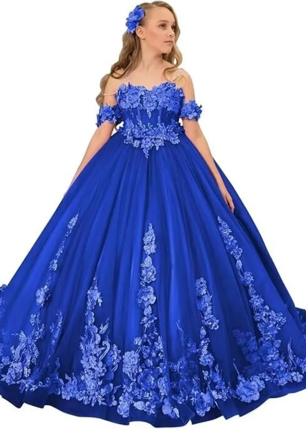 Vintage Floral Embroidered Flower Girl Gown