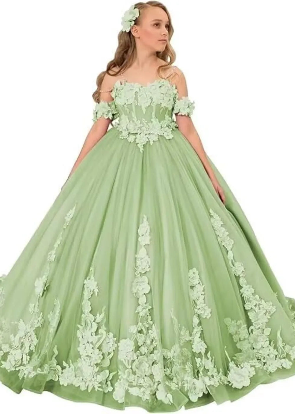 Vintage Floral Embroidered Flower Girl Gown