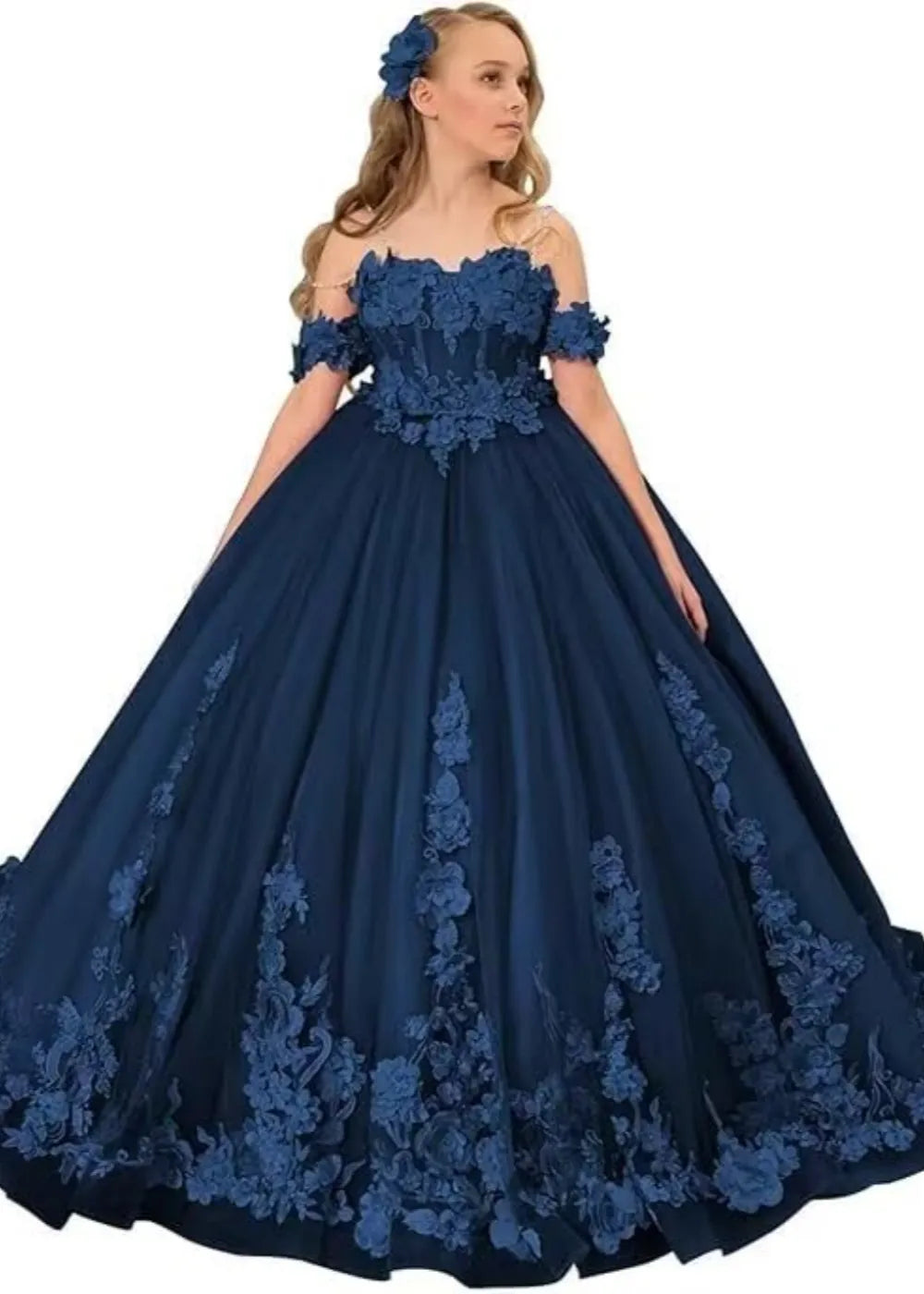 Vintage Floral Embroidered Flower Girl Gown