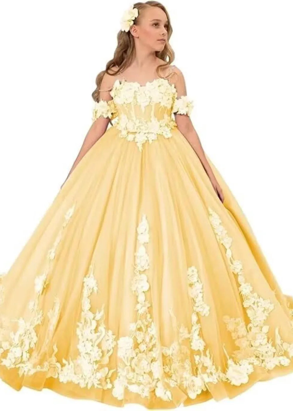 Vintage Floral Embroidered Flower Girl Gown