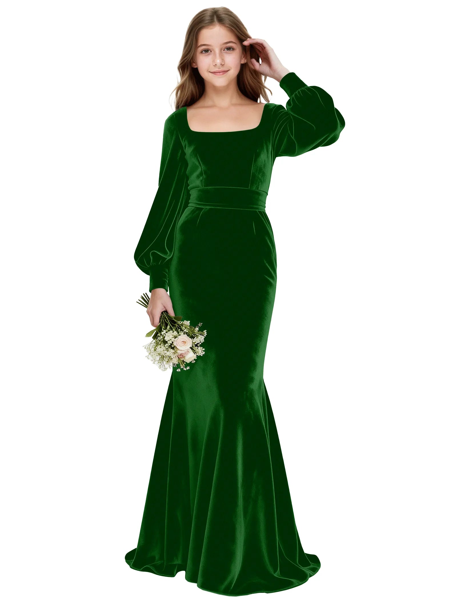 Velvet Long Sleeve Junior Formal Dress
