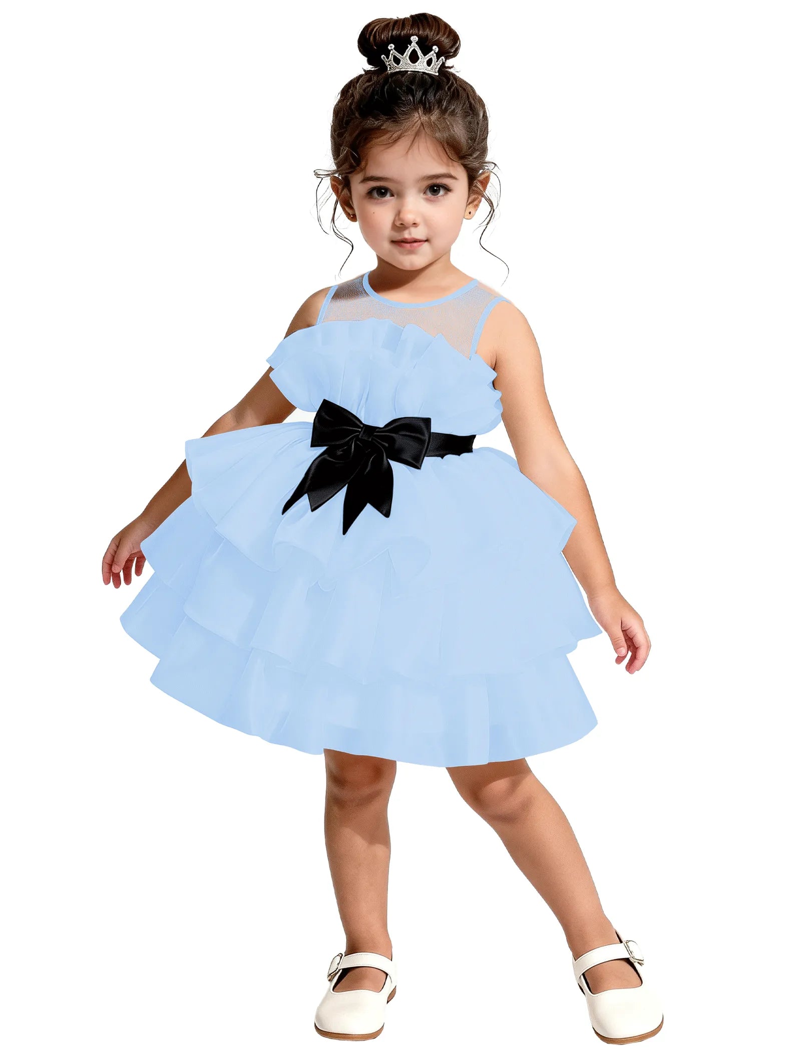 Satin Ruffle Tiered Dress for Little Girls