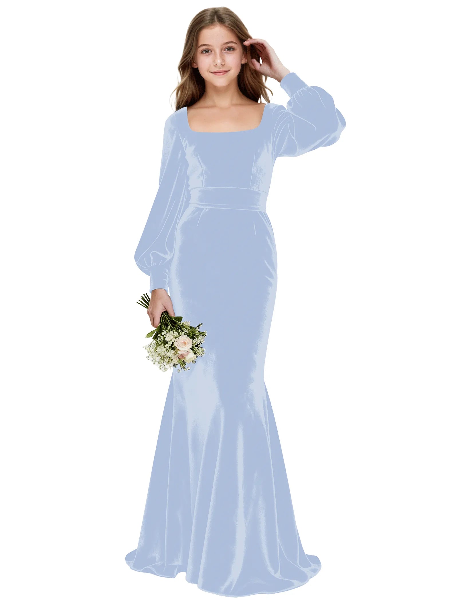 Velvet Long Sleeve Junior Formal Dress